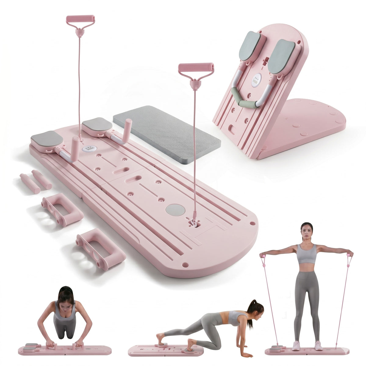 Reformer do pilatesu Myga Portable Pilates Set - różowy