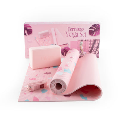 Zestaw do jogi myga Terrazzo Yoga Set: mata, klocek, pasek