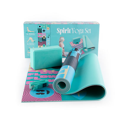 Zestaw do jogi myga Spirit Yoga Set: mata, klocek, pasek