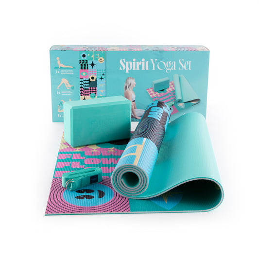 Zestaw do jogi myga Spirit Yoga Set: mata, klocek, pasek